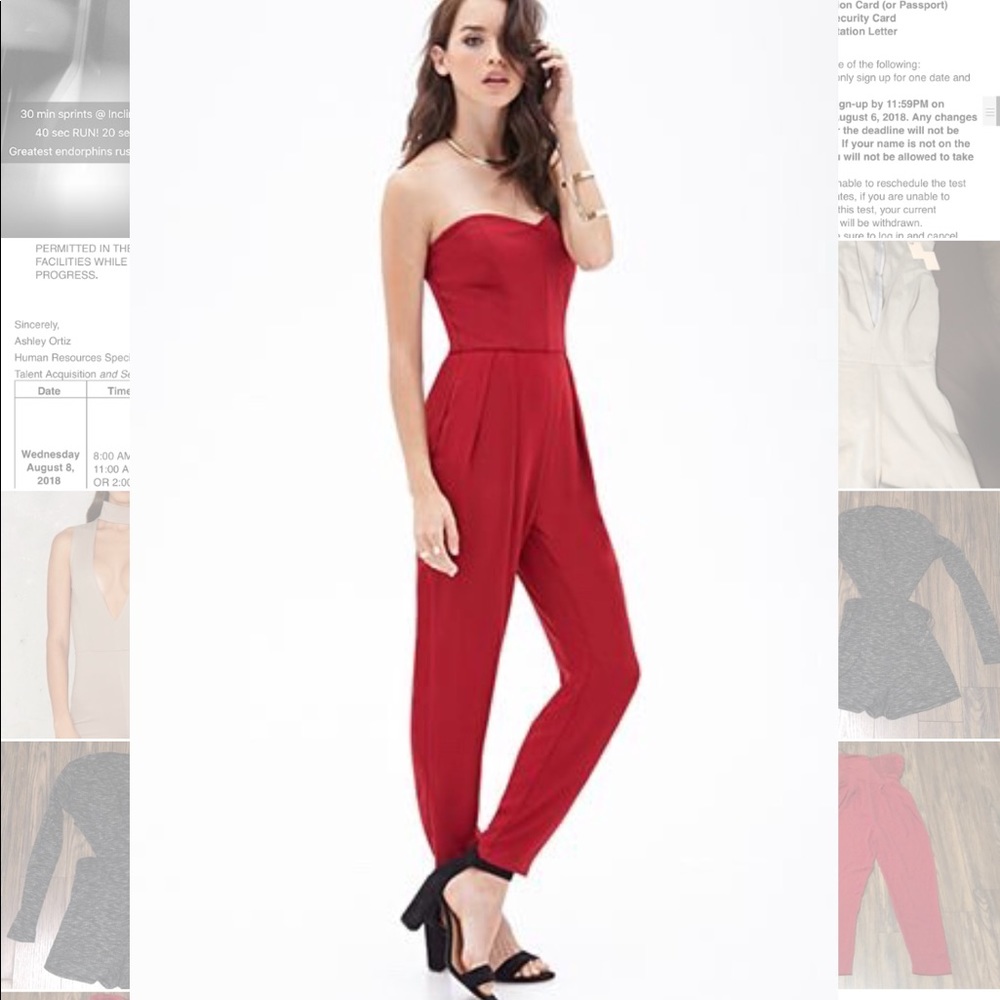 Forever 21 Red Pleated Romper